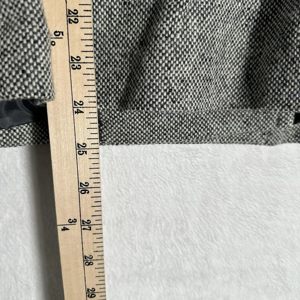 Liz Claiborne Tweed Jacket Wool Blend Belted Gray Large Heritage Academia‎